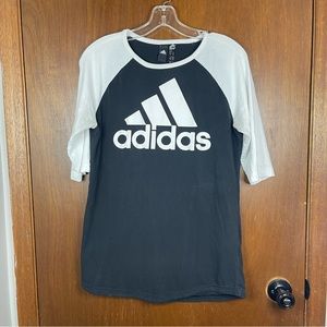 Adidas Woman’s White and Black Casual Basic Tee Size Medium
